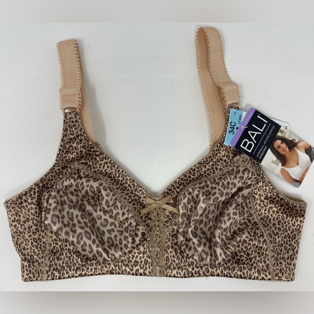 BALI: Double Support Bra, Size 34C, Animal Print, NEW. Wireless